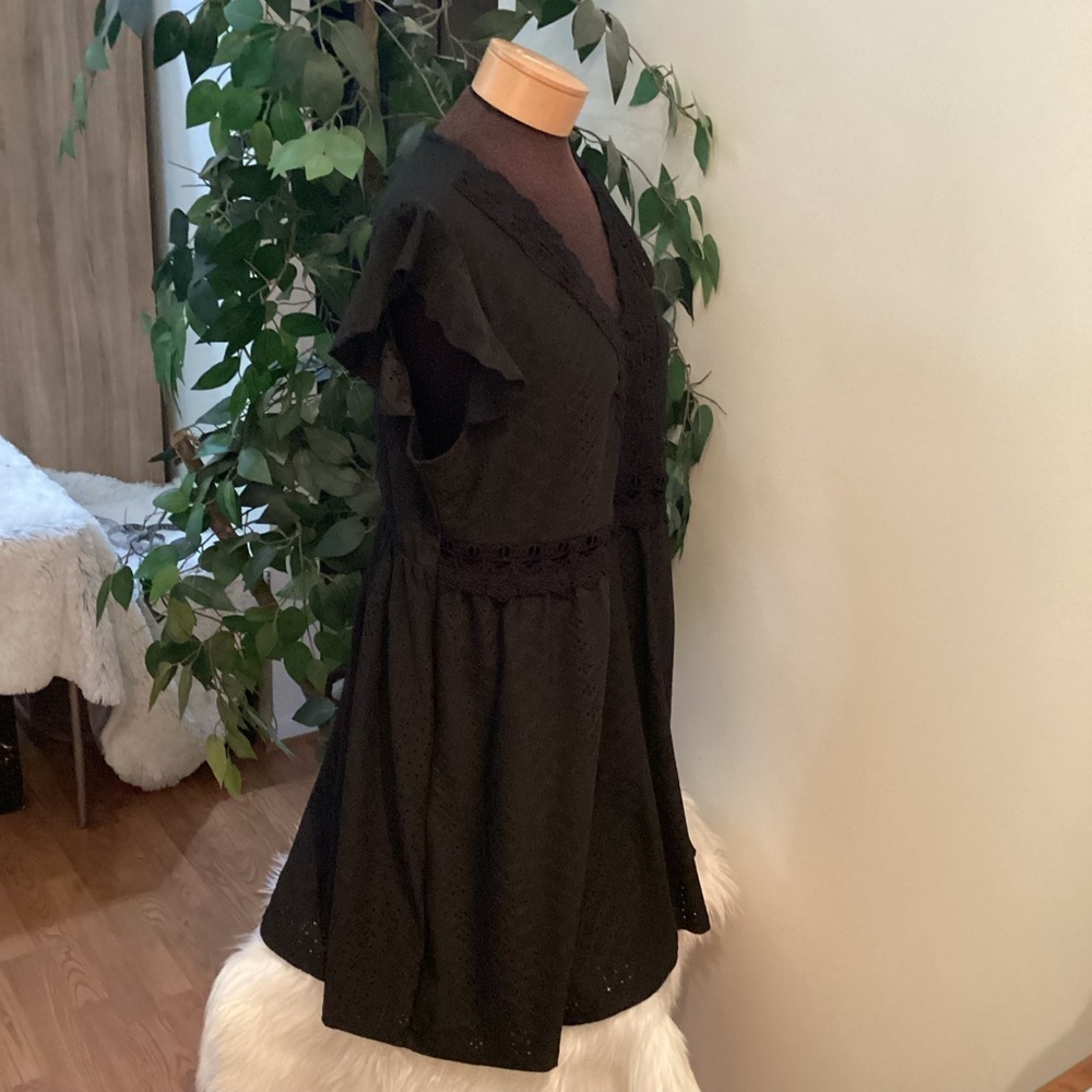 Shein black sleeveless with ruffle v neck midi dress Woman’s size 2X - Picture 3 of 13